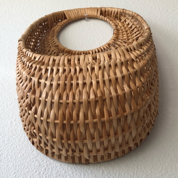 🦚 VINTAGE Wicker Wall Pocket Plant Oval Basket - Picture 4 of 11